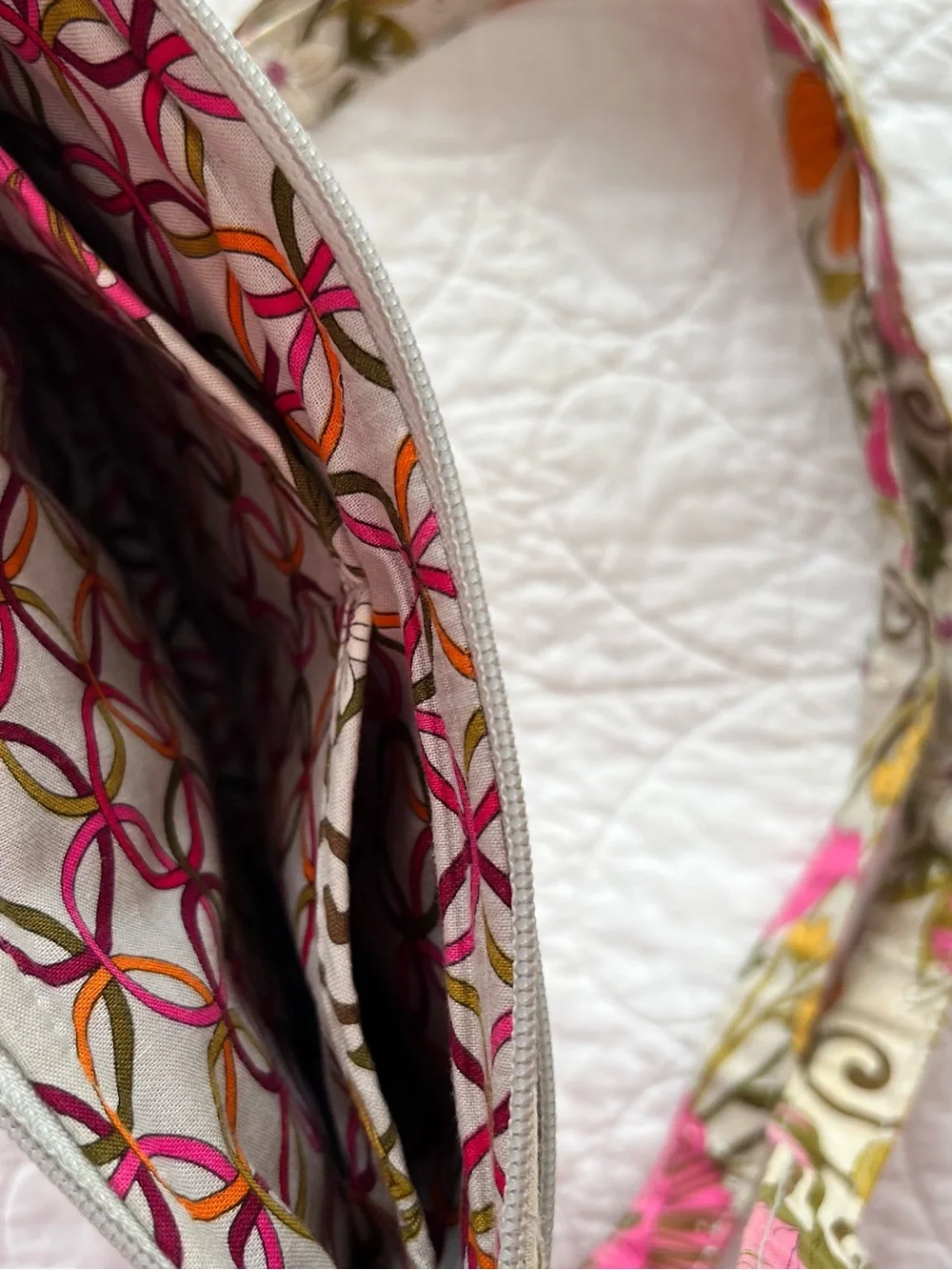 Vera Bradley Tea Garden Floral Quilted Crossbody - Pink, Orange & Cream Boho